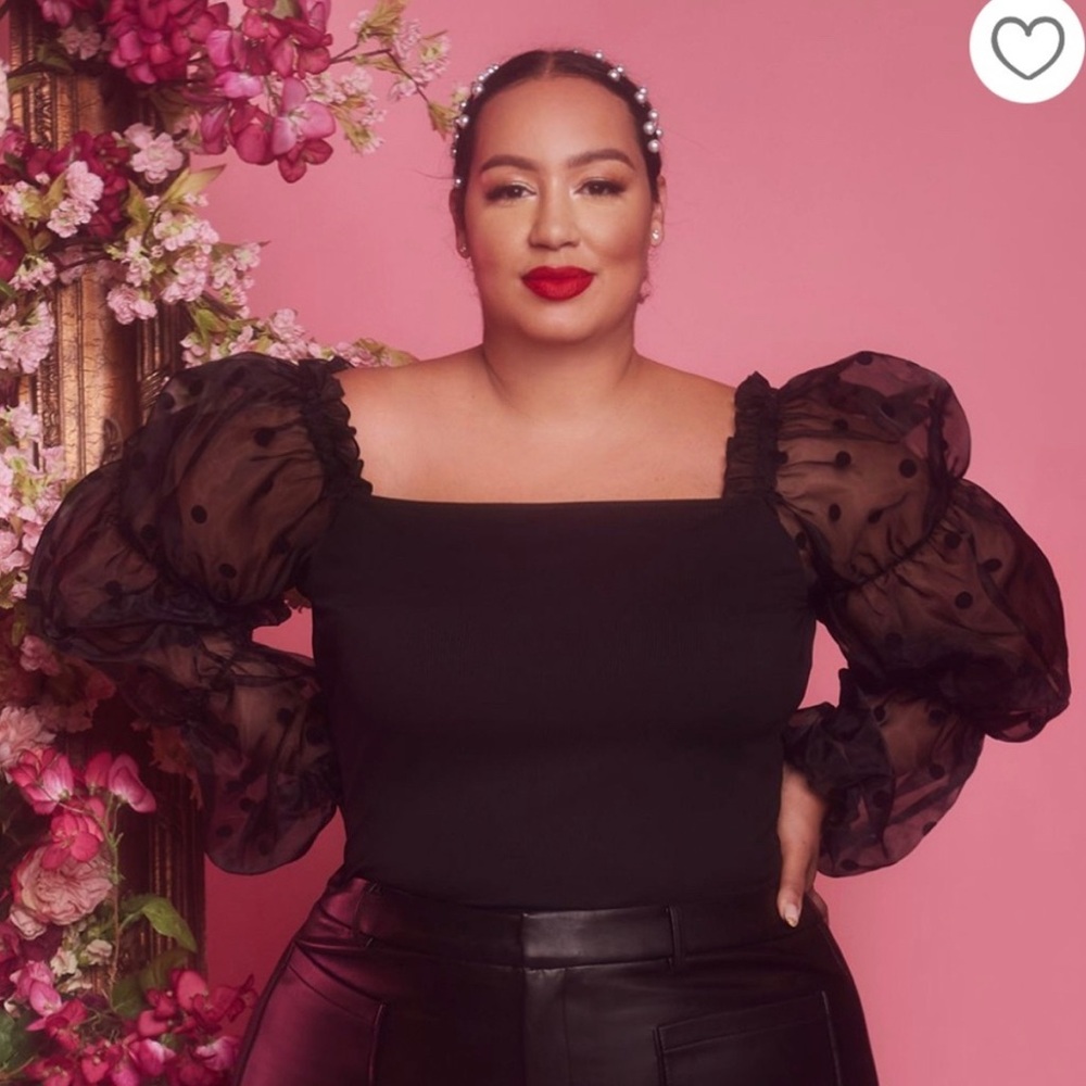 Eloquii Black Puff Sleeve Blouse